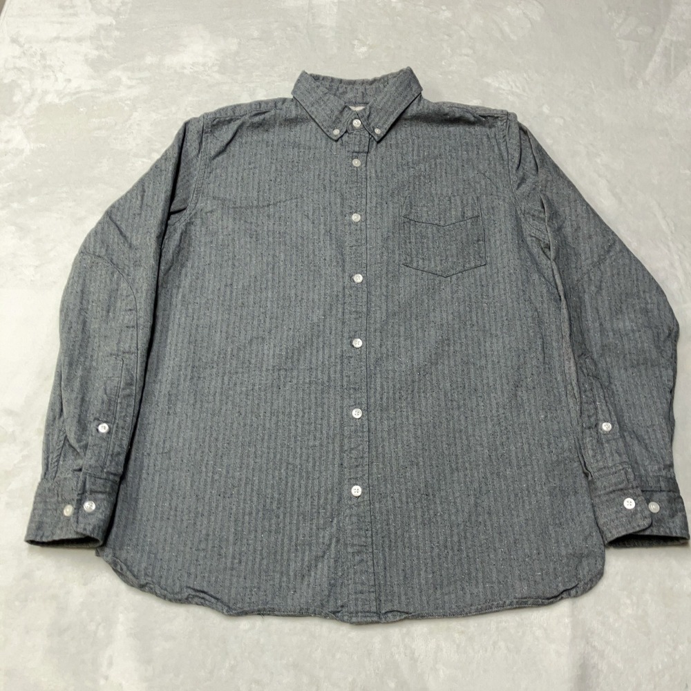 Flint and Tinder Donegal Architect Shirt Charcoal Gray Herringbone Men's Large